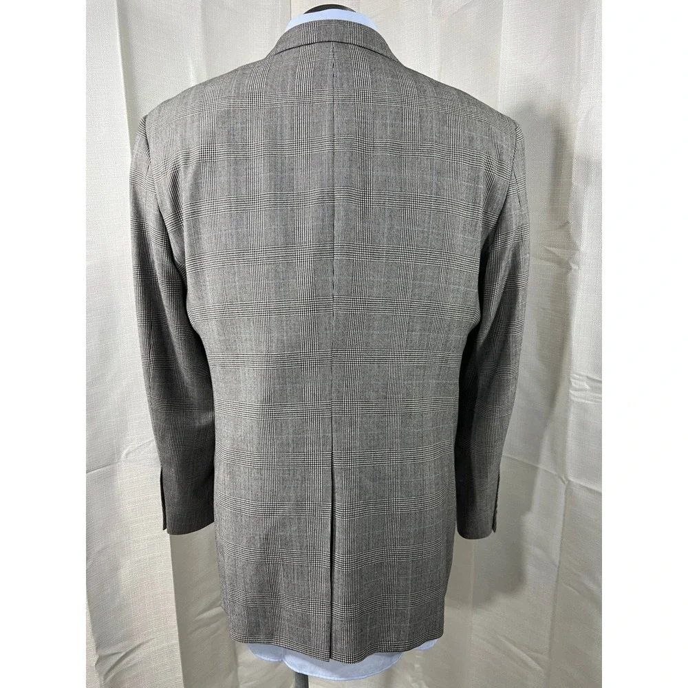 Jos. A. Bank Signature Collection Mens 44R Grey Glen Plaid 100% Wool Blazer Coat